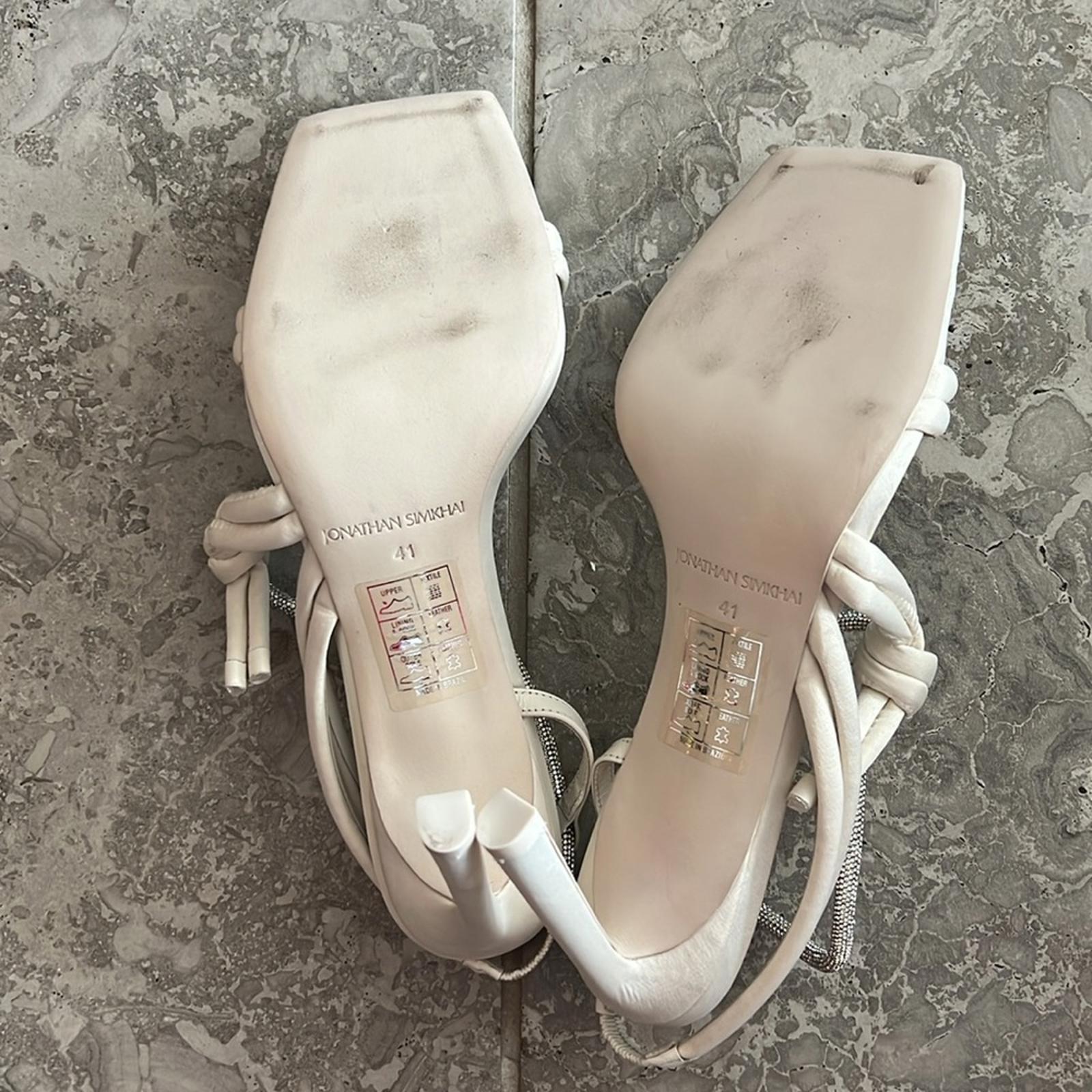 Jonathan Simkhai Revolve Cassie Crystal Strappy Sandal in Ivory, Size EU 41 $595