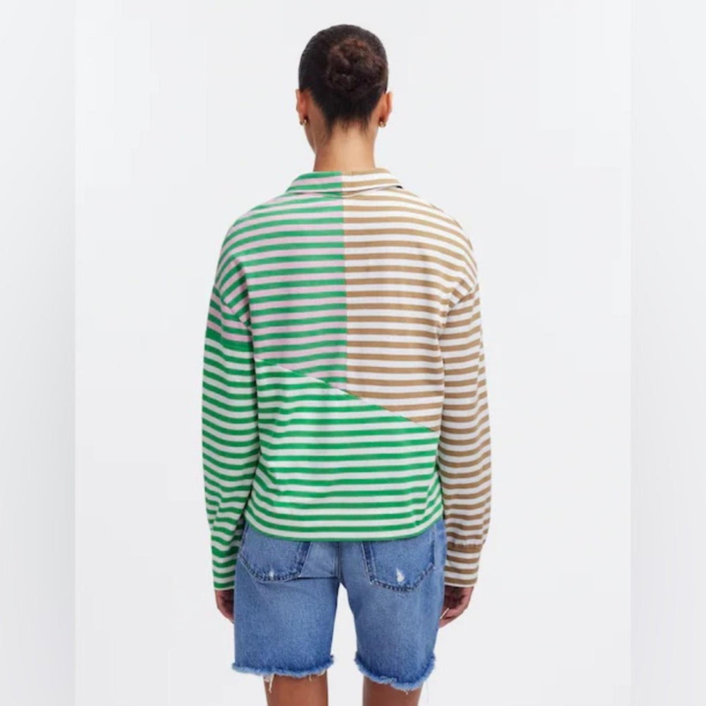 Kule The Beck Zip Neck Top Sweatshirt in Green Multi, Size S New w/Tag $168