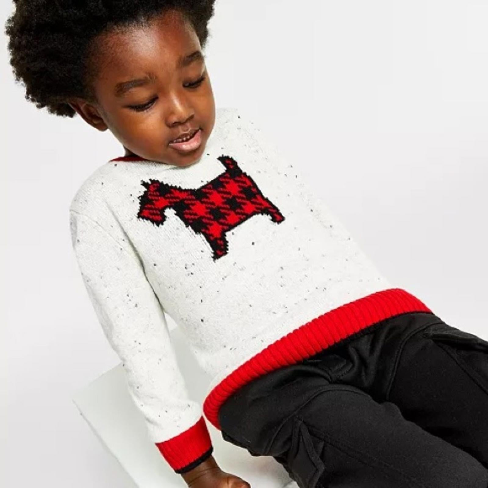 Charter Club Toddler Girls Plaid Dog Print Sweater, Size XL New w/Tag