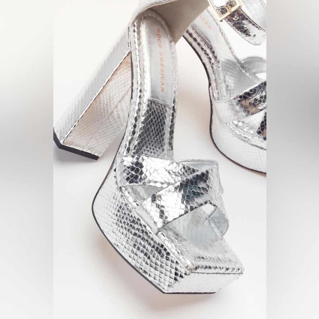 Good American Ankle Strap Open Toe Platform Sandals, Size 9.5M NEW w/Dust Bag
