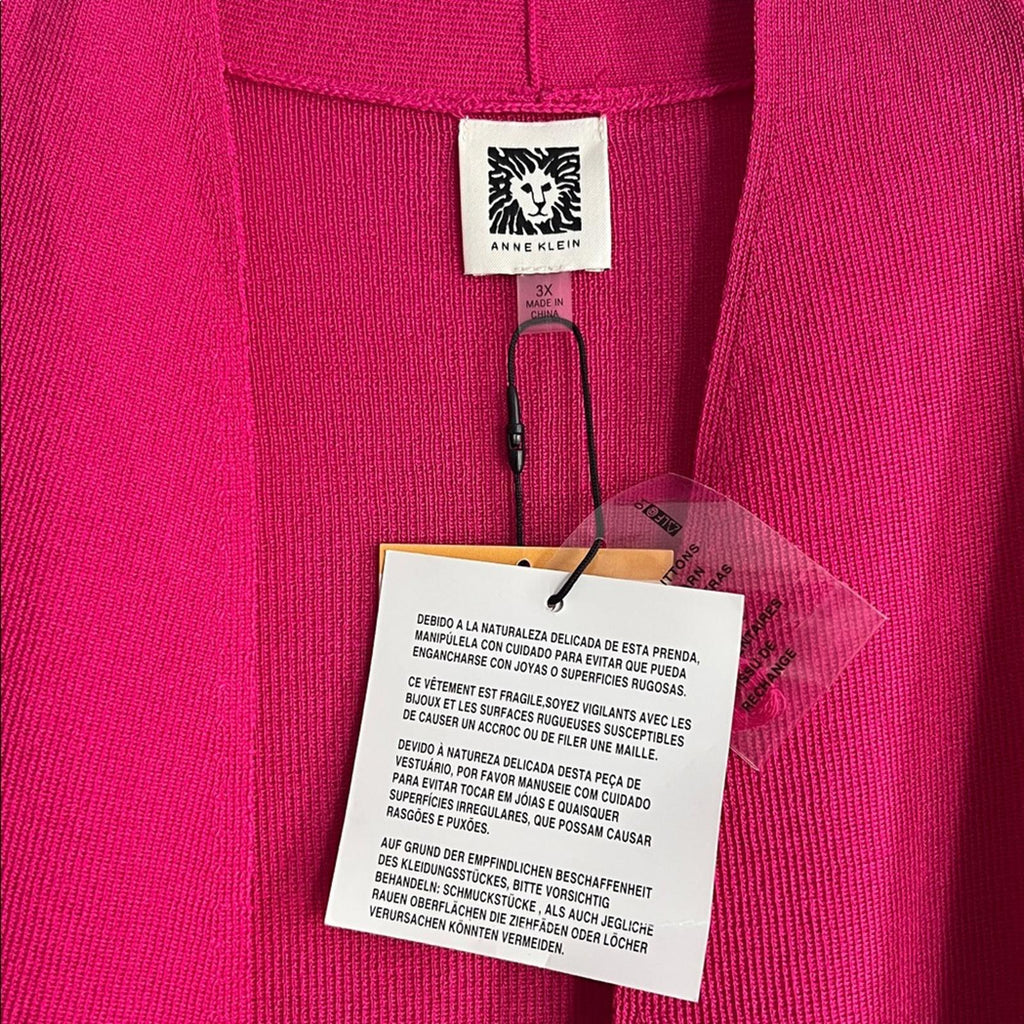 Anne Klein Women’s Monteray Open-Front Cardigan in Pink, Plus Size 3X, NEW