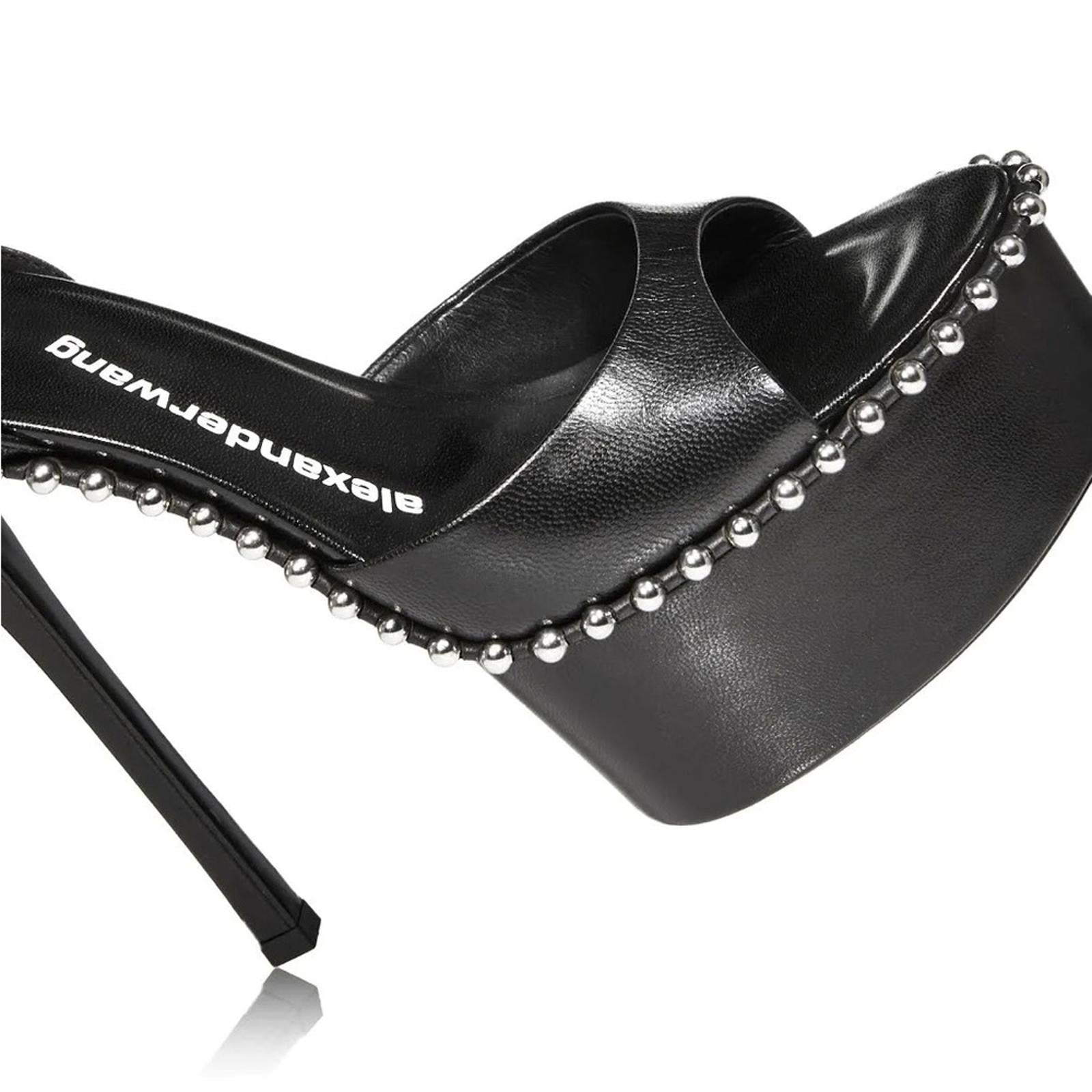 Alexander Wang Nova Ankle Strap 145 Studded Platform High Heel Sandals 35.5 NEW