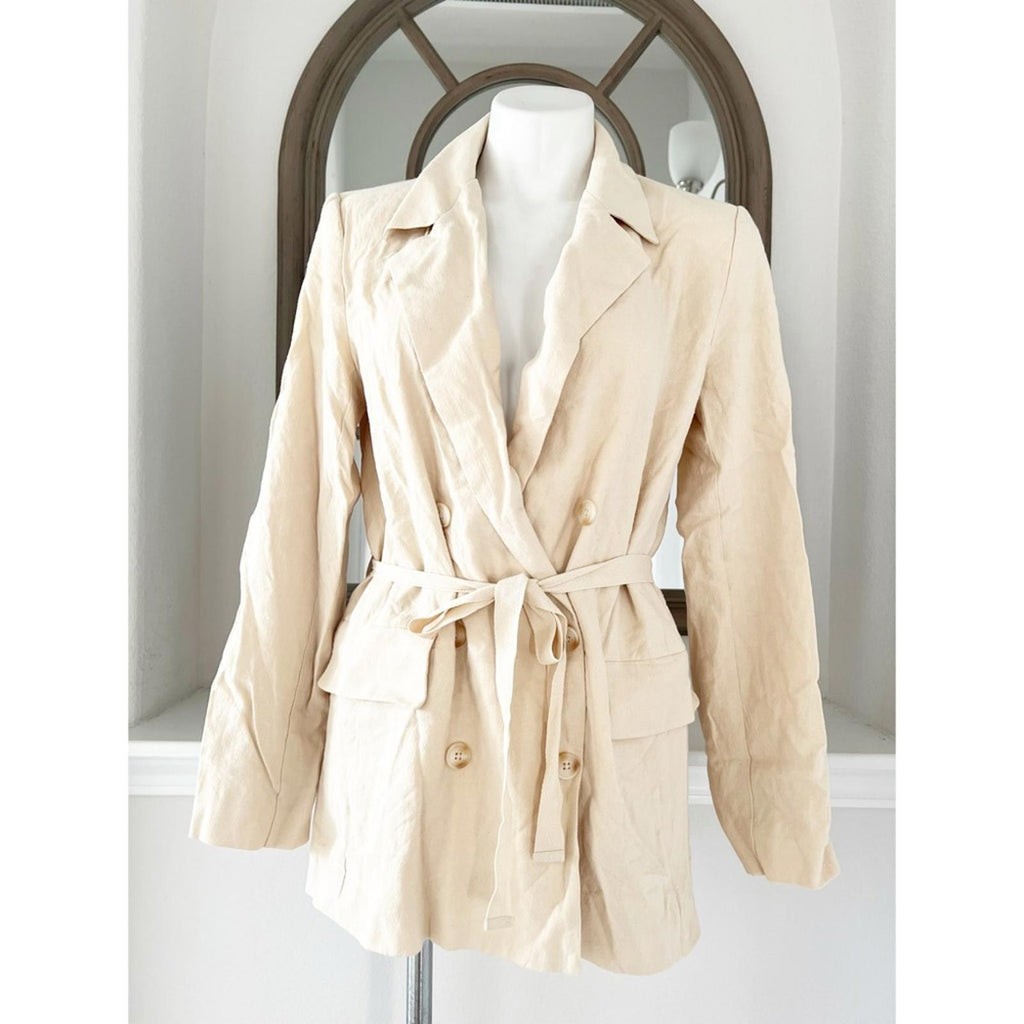 NEW Free People Olivia Linen Blend Blazer, Pebble Sand Size S, Retail $168