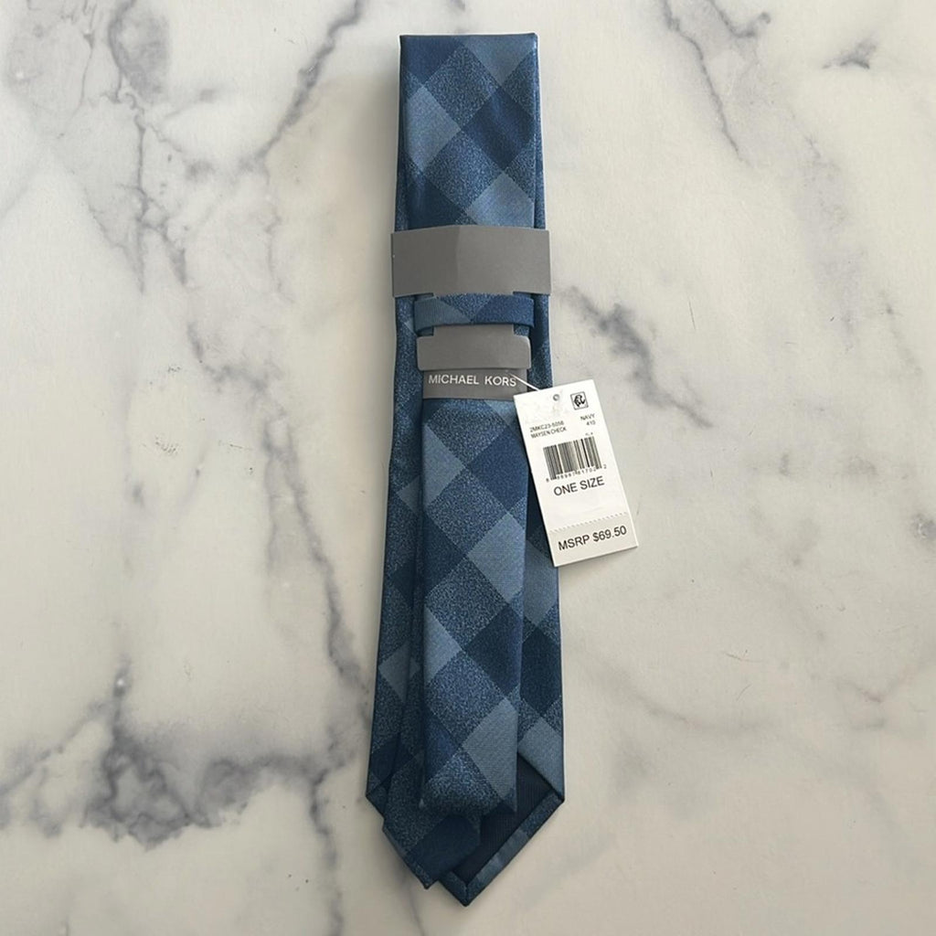 Michael Kors Men's Maysen Check Tie in Navy, New w/Tag $69.50