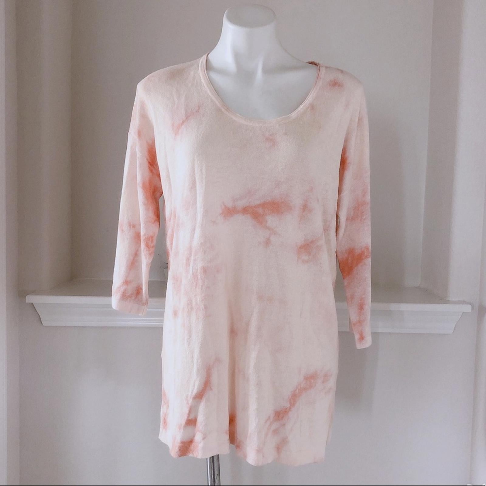 J. Jill Linen Blend Tie-Dye Knit Tunic Sweater in Peach Cream, Size S New w/Tag