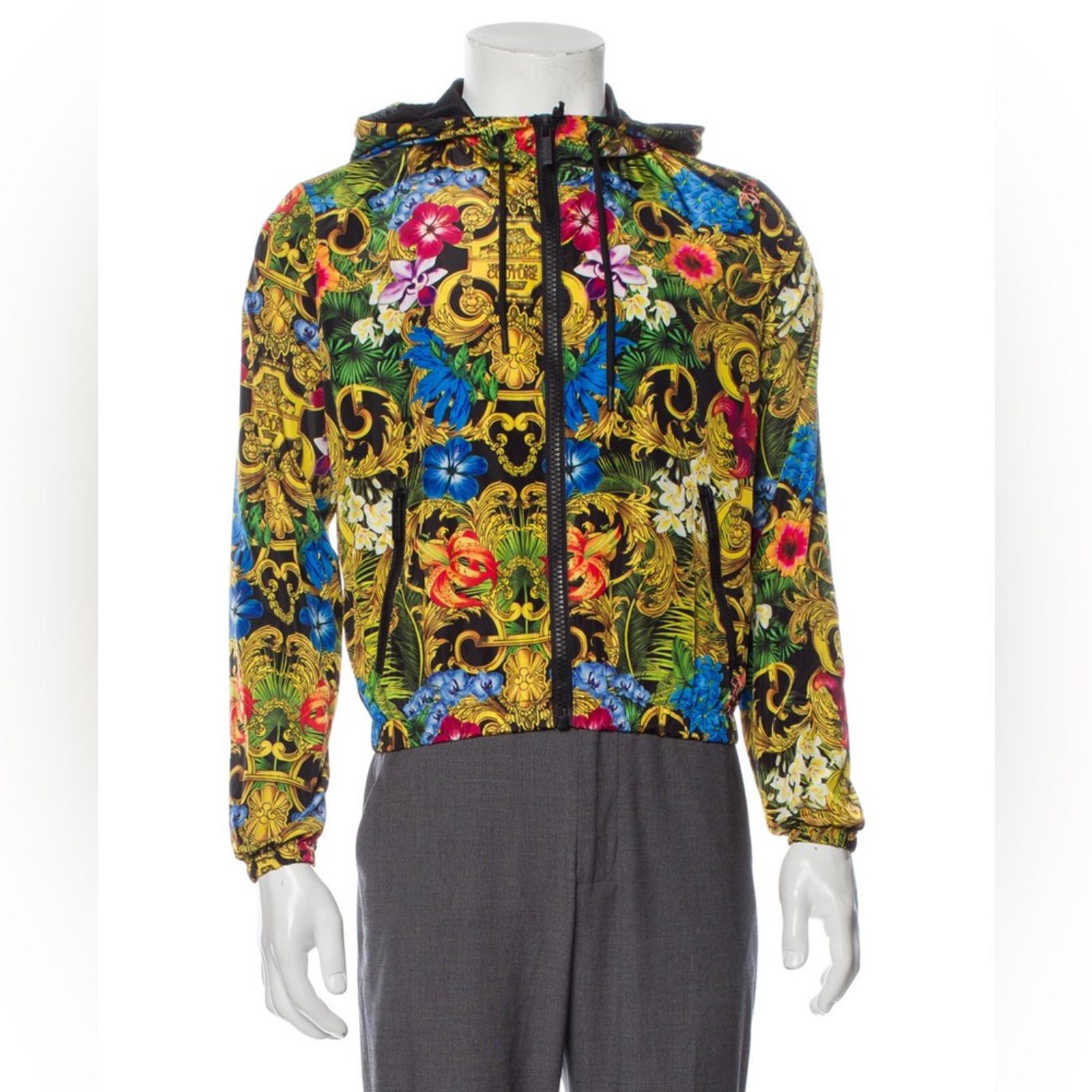 Versace Jeans Couture Jungle Baroque Printed Windbreaker Jacket, NWT, Size 44