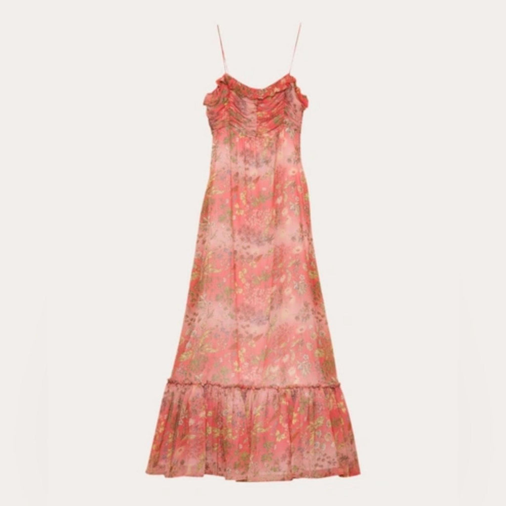 byTiMo Chiffon Sleeveless Ruffle Maxi Dress, Bright Field Size M New w/Tag $436