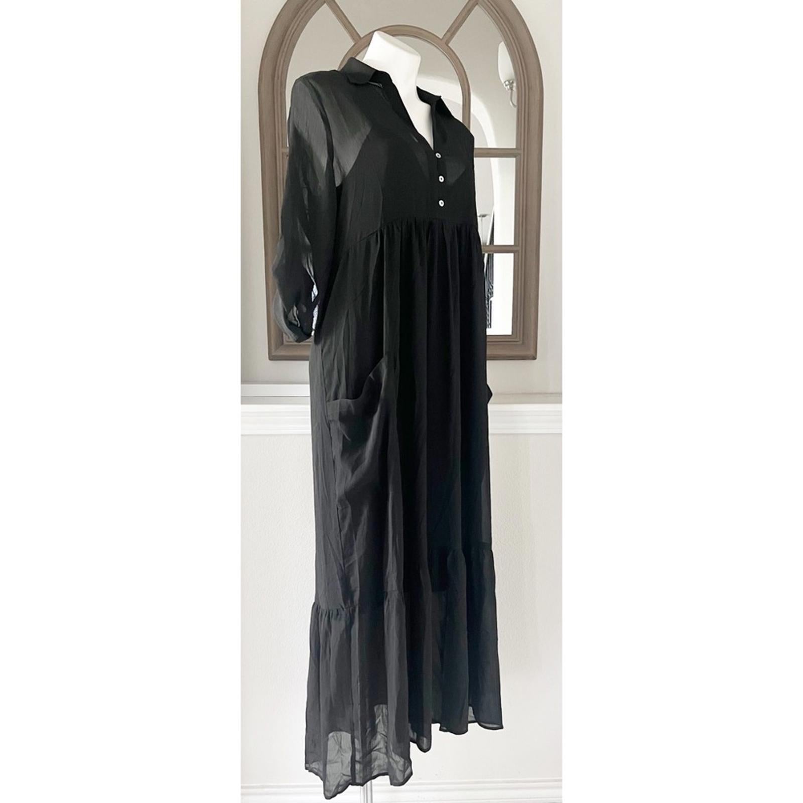NEW Love Stitch Black Maxi Dress w/Pockets, Size M New w/Tag