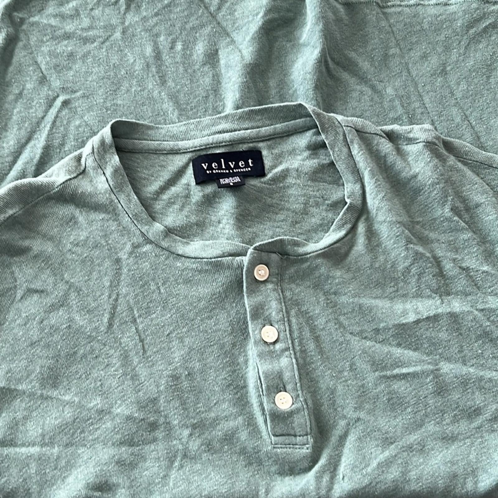 Velvet by Graham & Spencer Lionel Cotton & Linen Solid Henley, Size S New w/Tag