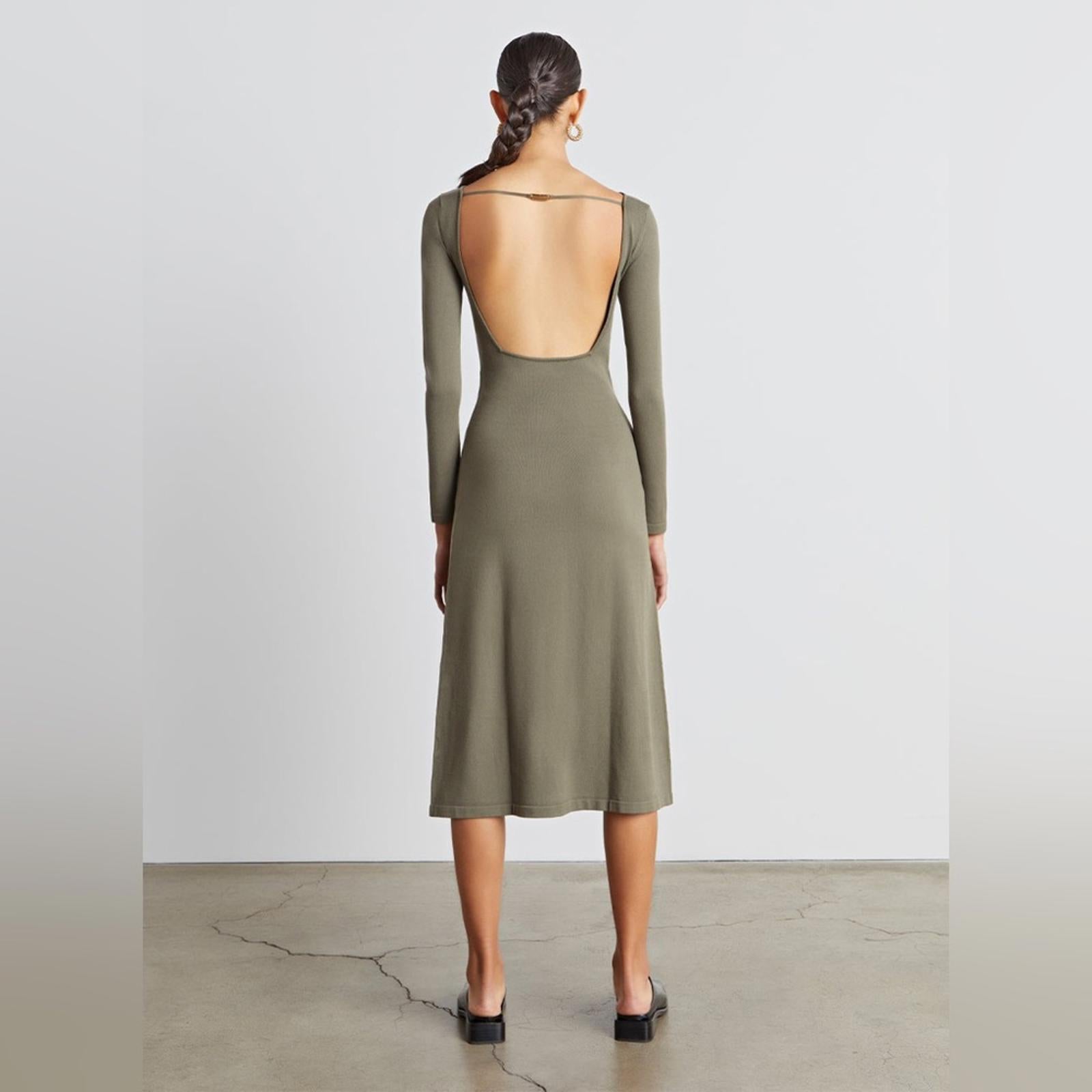 Who What Wear Jade Square-Back A-Line LS Dress in Olive Green, Size XL NWT