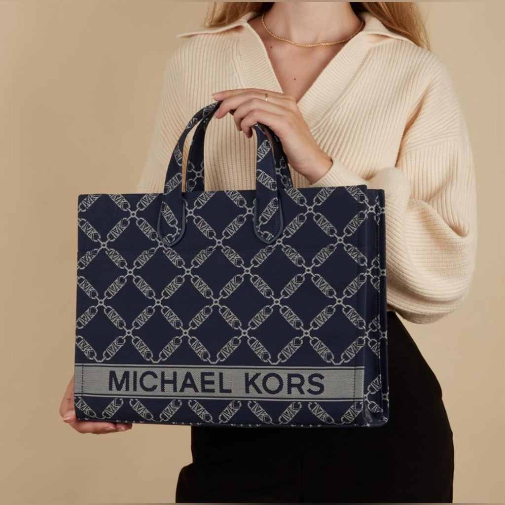 Michael Kors Gigi Large Grab Monogram Denim Tote Bag, Navy, New w/Tag (SOLD OUT)