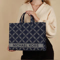 Michael Kors Gigi Large Grab Monogram Denim Tote Bag, Navy, New w/Tag (SOLD OUT)