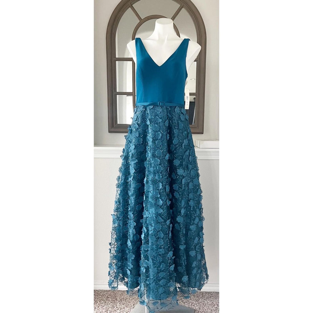 Eliza J V-Neck Fit + Flare Gown in Teal, Size 10 New w/Tag SOLD OUT