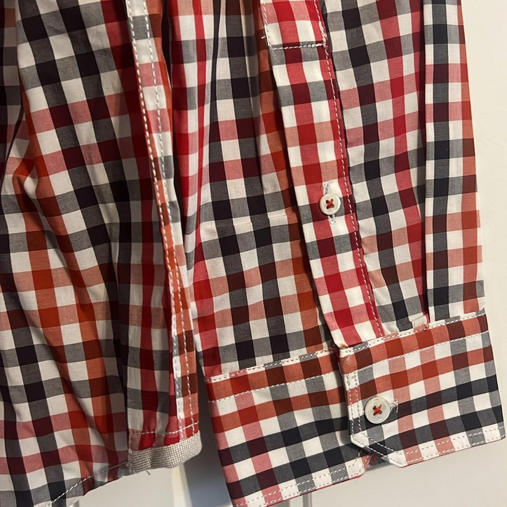 7Diamonds Checkered Button Up Shirt in White/ Navy / Red, Size XL NEW w/Tag