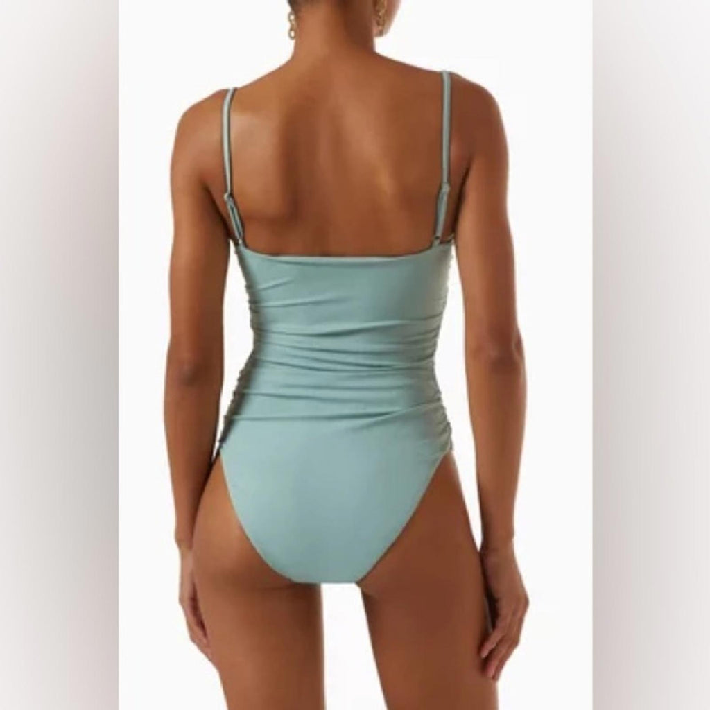 Jonathan Simkhai Laine Draped Satin Underwire One-Piece Swimsuit Size S NEW wTag