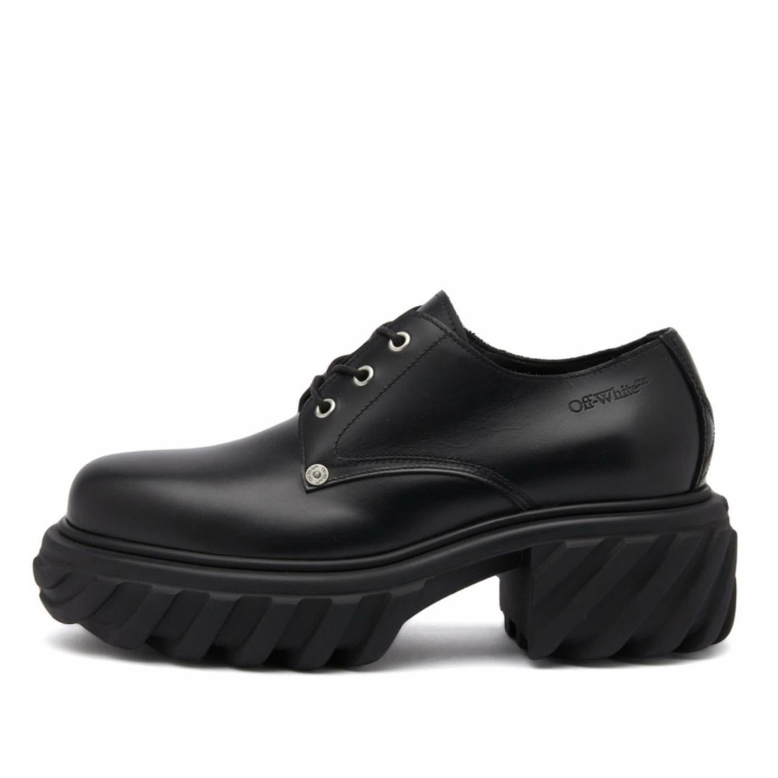 Off-White Men’s Exploration Derby Lug Sole Shoes in Black, NWT, Size 43