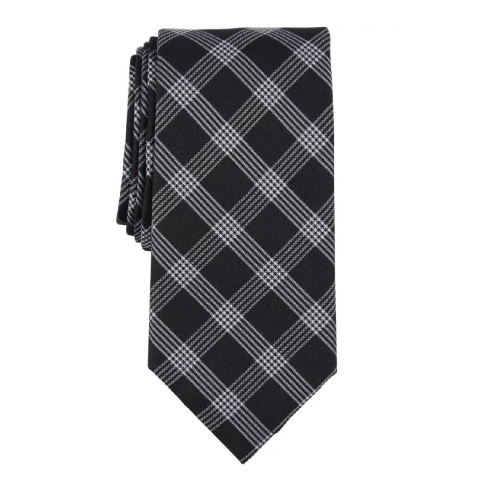 Michael Kors Men's Lombard Check Tie in Black/White Plaid, One Size, NWT