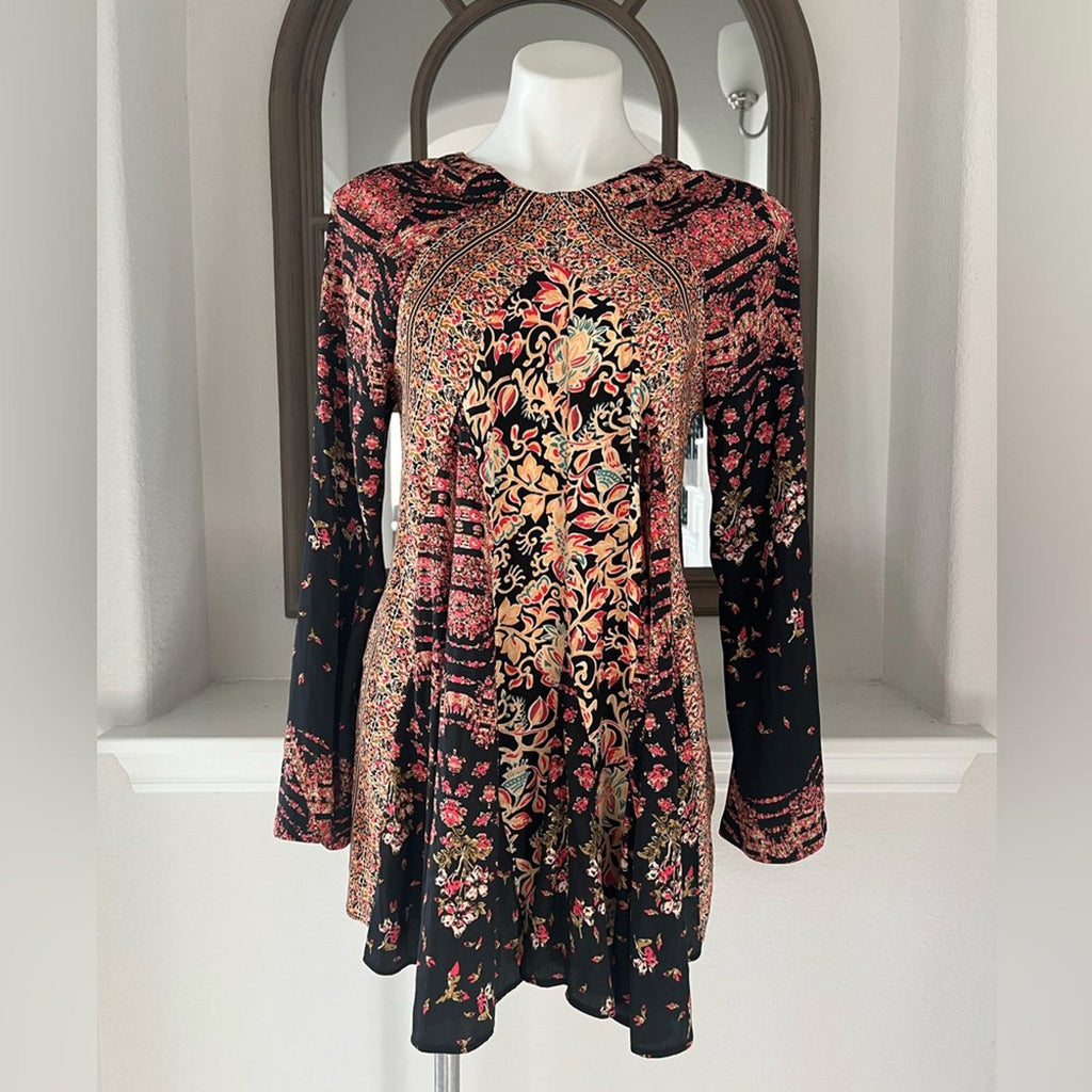 NEW Free People Stevie Printed Tunic-Black, Size XS New w/Tag Retail $128