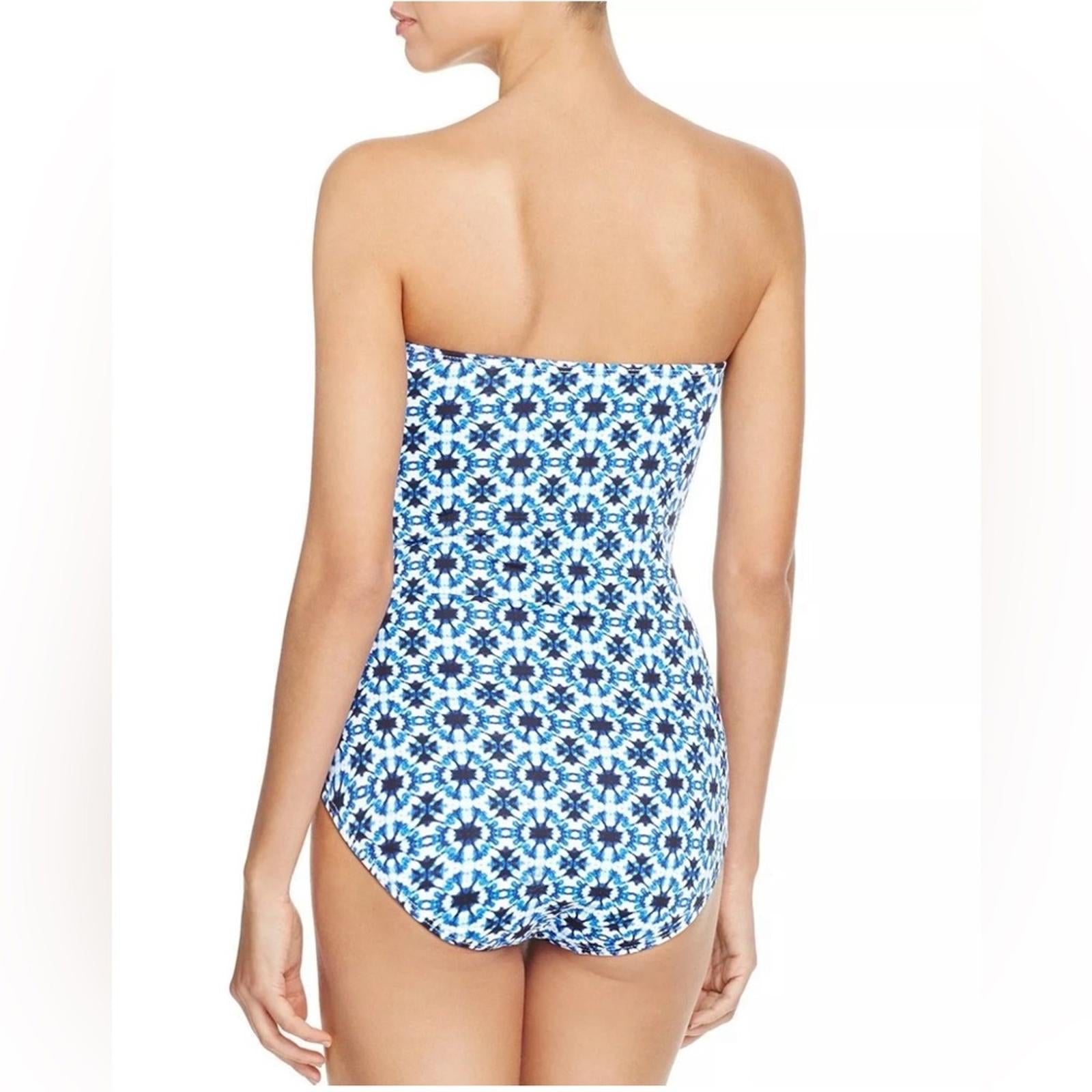 Tommy Bahama Swim Pansy Shirred Bandeau One Piece Swimsuit, Size 6 Excellent!