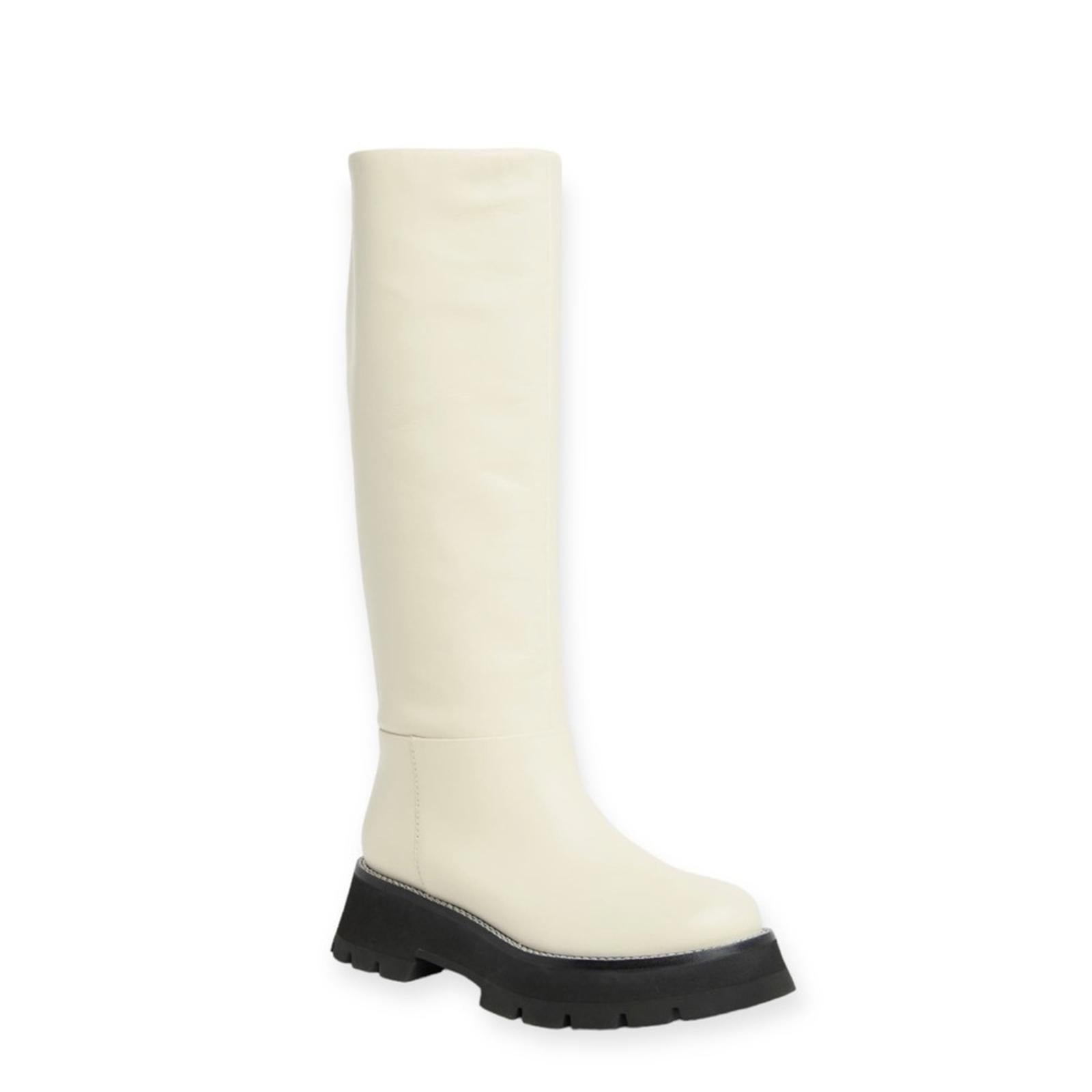 3.1 Phillip Lim Kate Lug Sole Knee High Boots, Bone/Black Size 38.5 New w/o Box