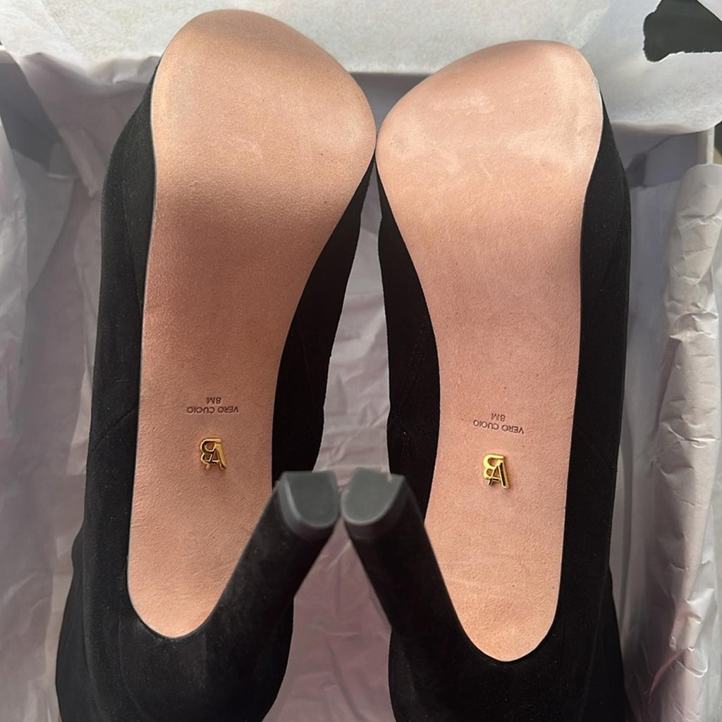 Veronica Beard Dali Suede Platform Ankle Boots, Black Size 9 New in Box $550