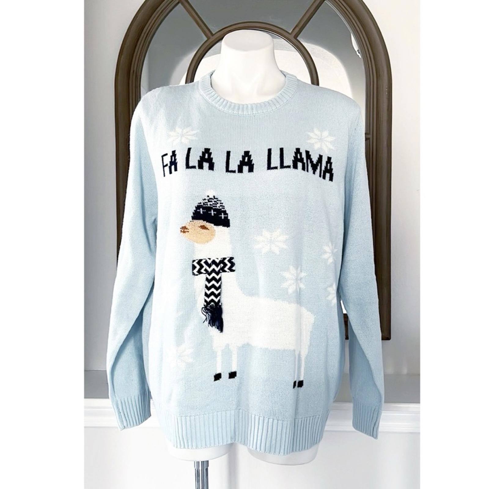 Avenue “Fa La La Llama” Crewneck Holiday Sweater Pullover Size Large EXCELLENT!