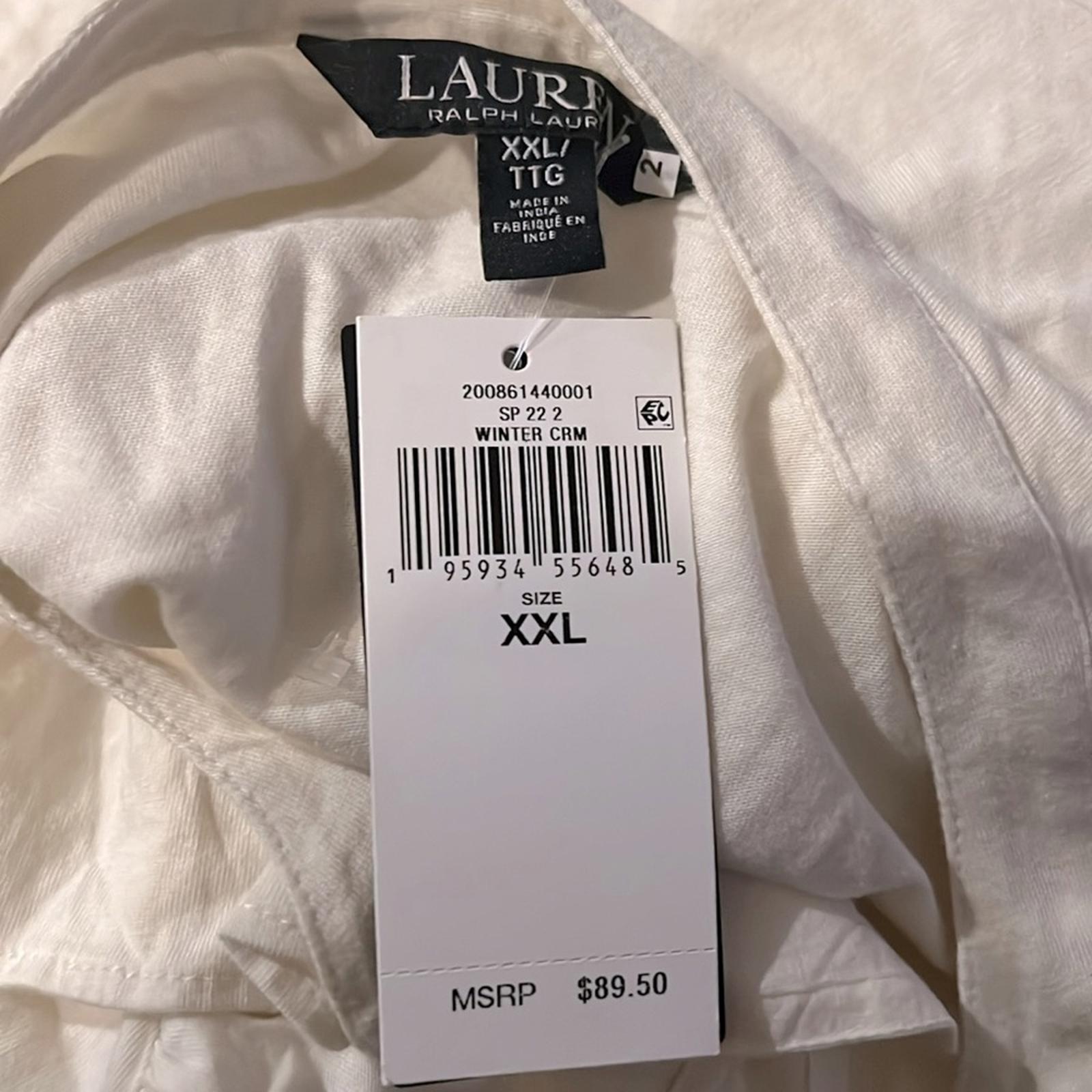 Lauren Ralph Lauren Ruffle Blouse in Winter Cream, Size XXL New w/Tag