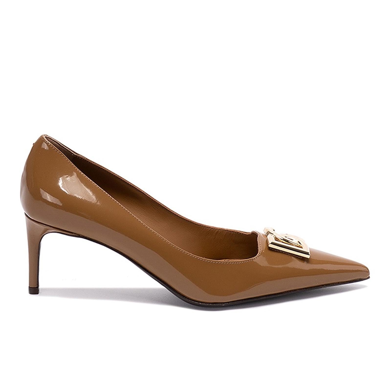 Dolce & Gabbana Patent Leather DG Calf Skin Pumps 60 Brown Size 36 New +2DustBag