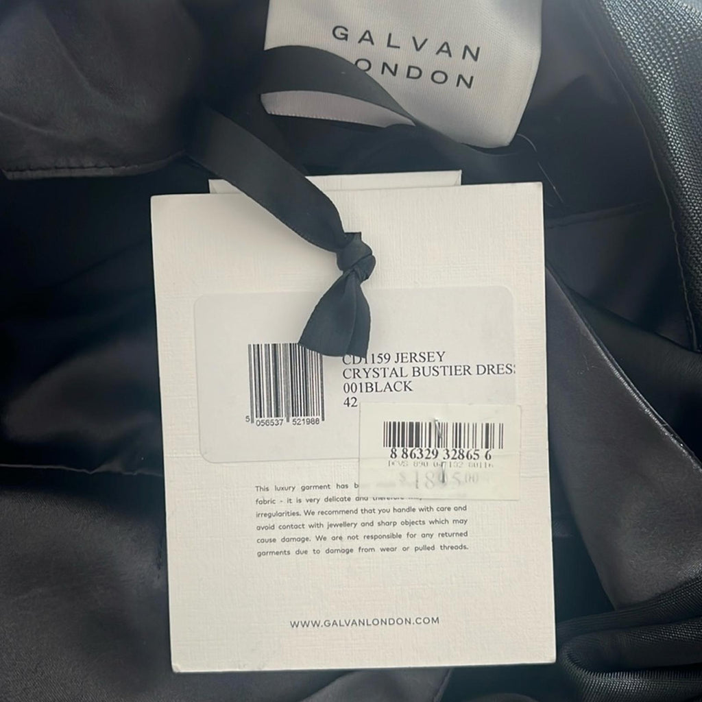 Galvan London Crystal Bustier Dress in Black Size US10 FR42 UK10 NEW w/Tag $1895