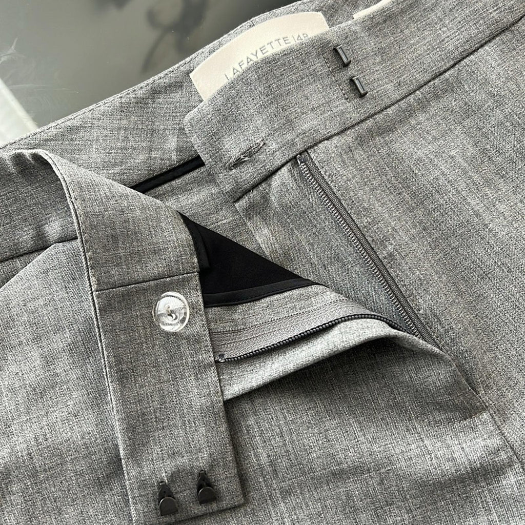 NEW Lafayette 148 NY Irving Straight Leg Dress Pants Grey, Size 12 NWOT $598