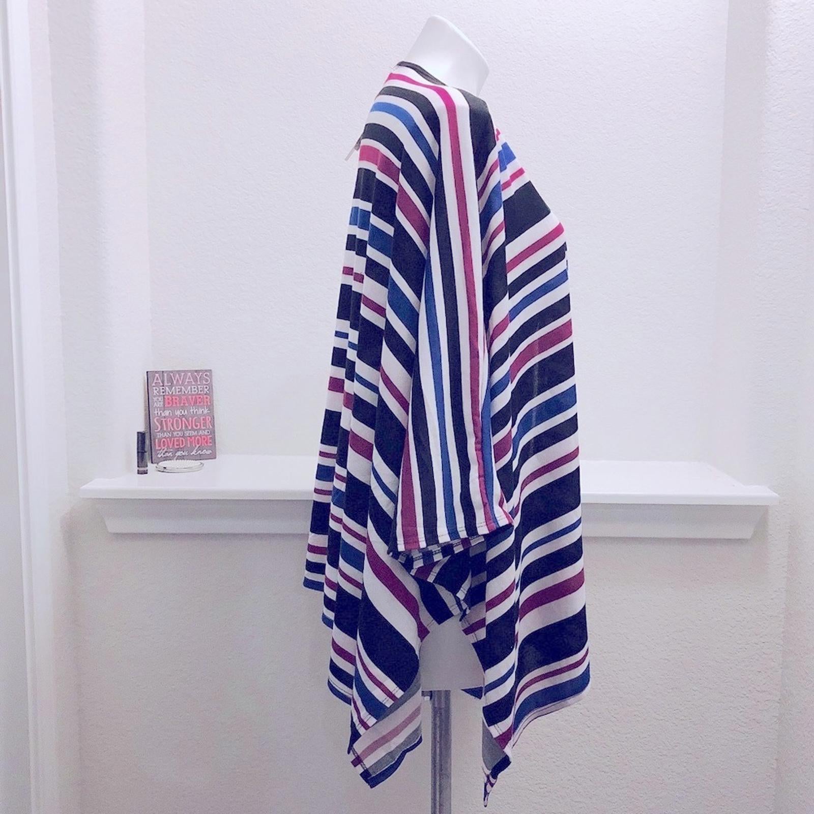 Travel Elements Striped Cardigan, Poncho Knit Sweater Size L New w/Tag