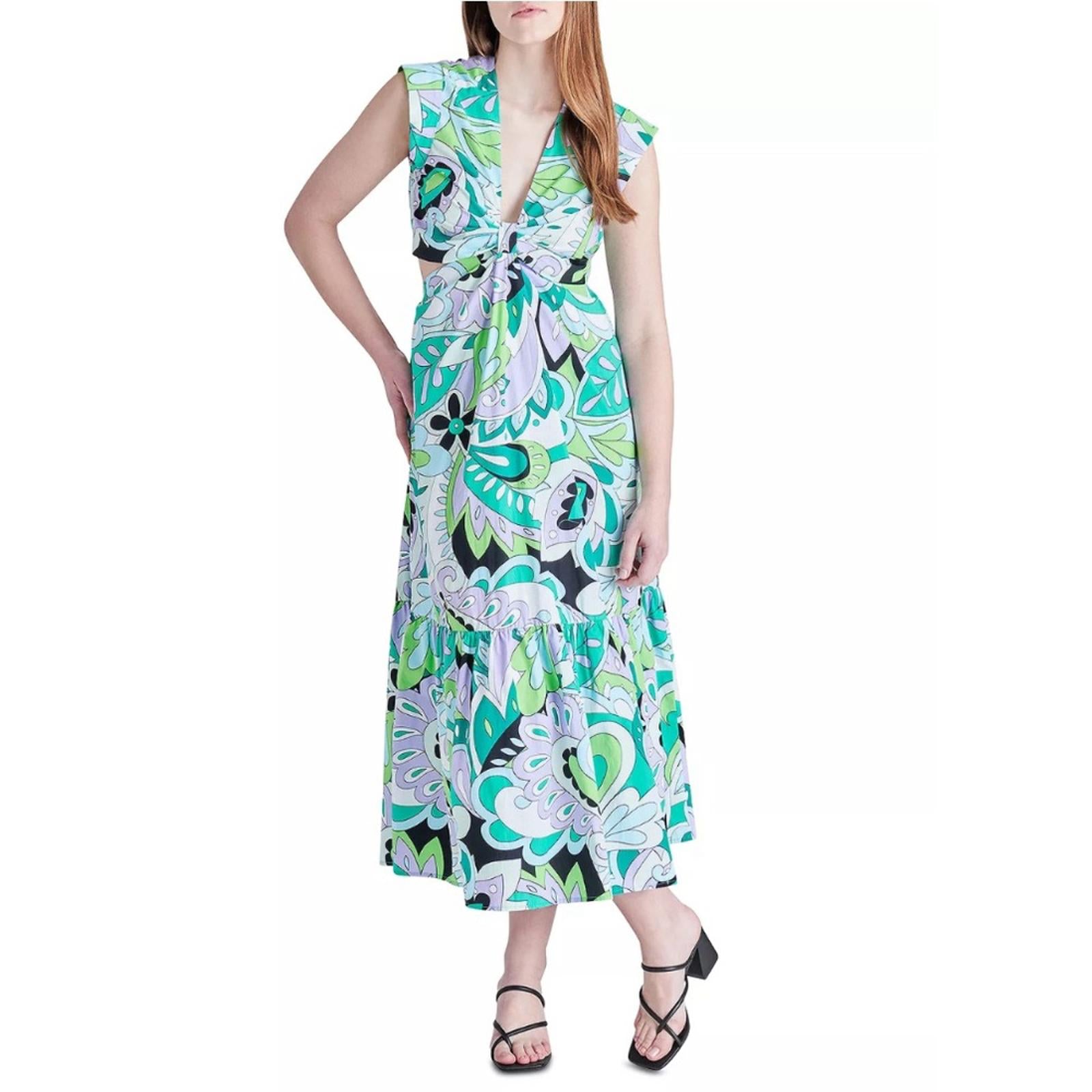 Steve Madden Amanda Cutout Midi Dress, Multi Size XL New w/Tag in Packaging