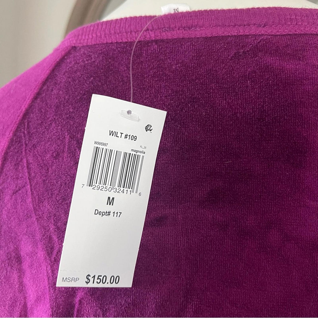 WILT Velour Raglan Sweatshirt in Magnolia Purple, Size M, New w/Tag