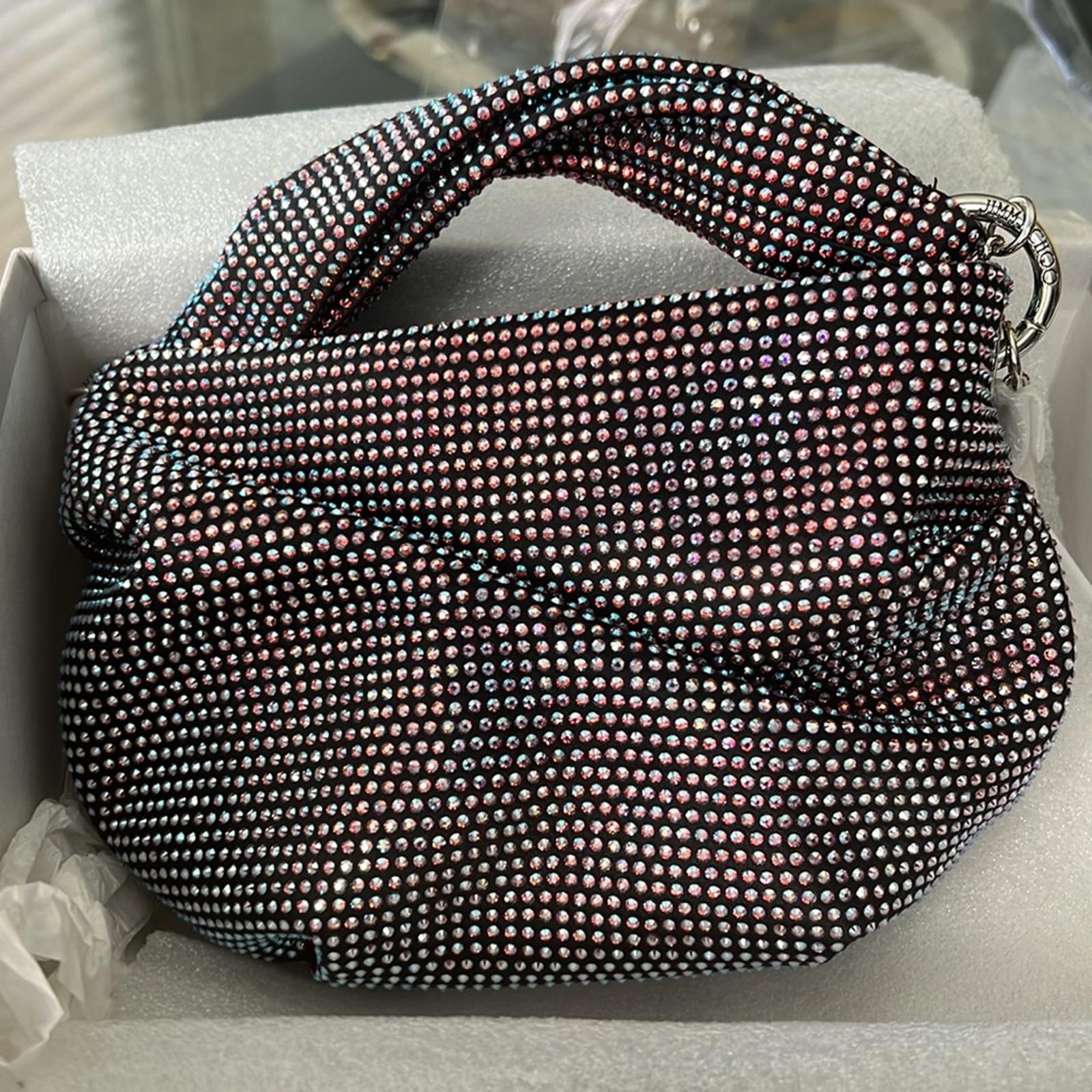 NEW Jimmy Choo Bonny All-Over Crystal Mini Top Handle Bag, New w/Tag in Box