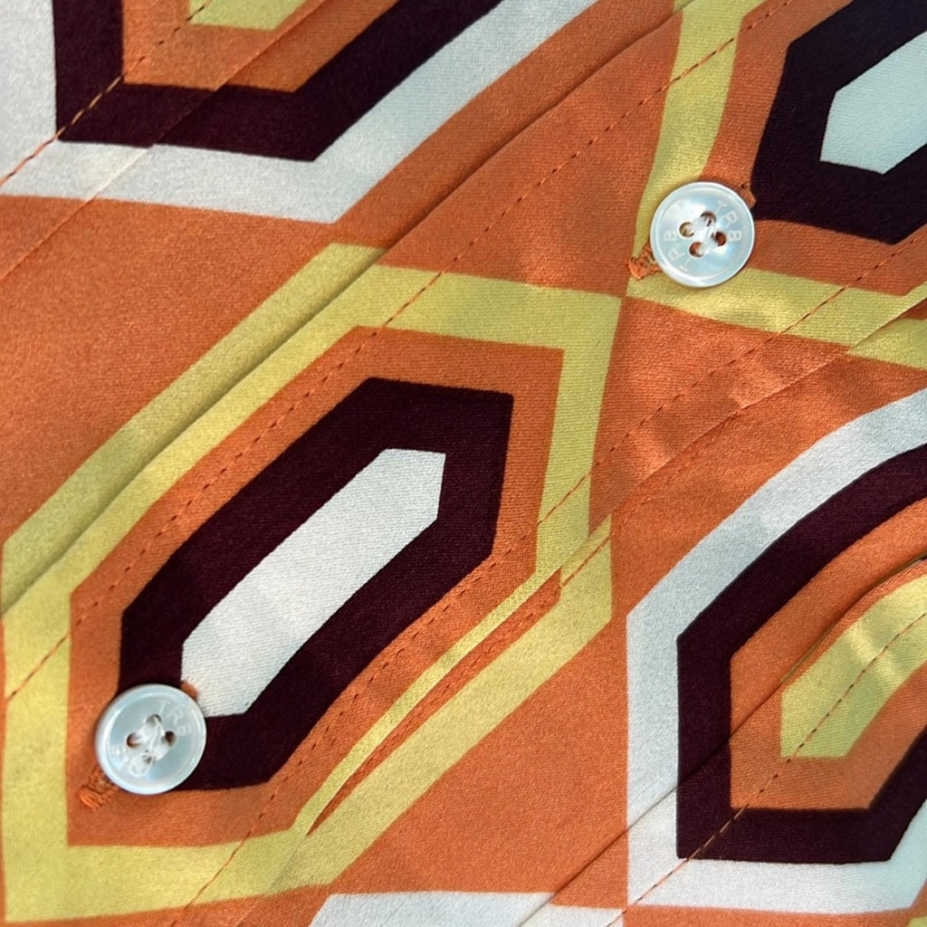 Tory Burch Silk Button Up Shirt in Orange Multi Size 6 EXCELLENT!