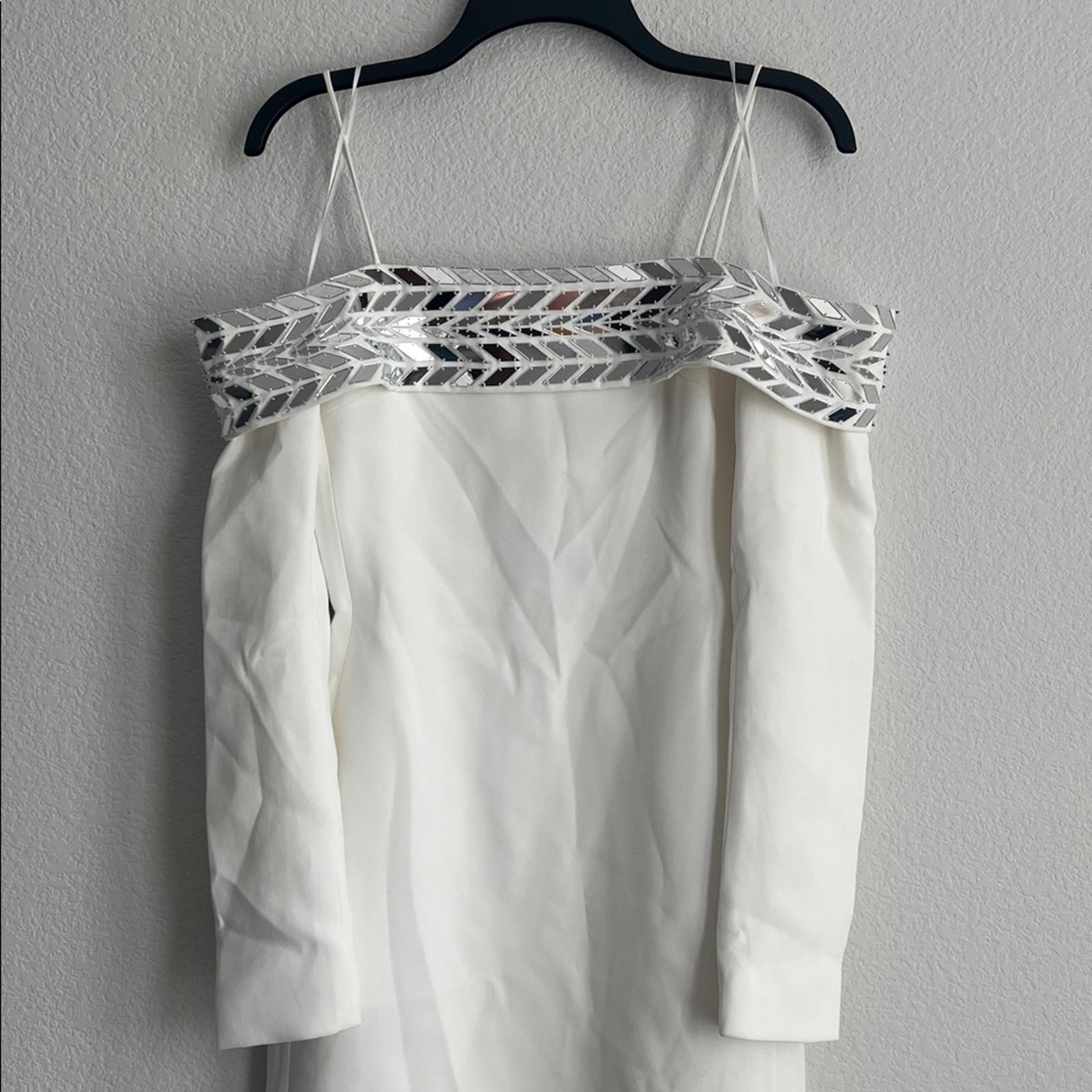 David Koma Plexi Mirror Tyre Track Off-the-Shoulder Midi Dress, Size 4 NWT $2650
