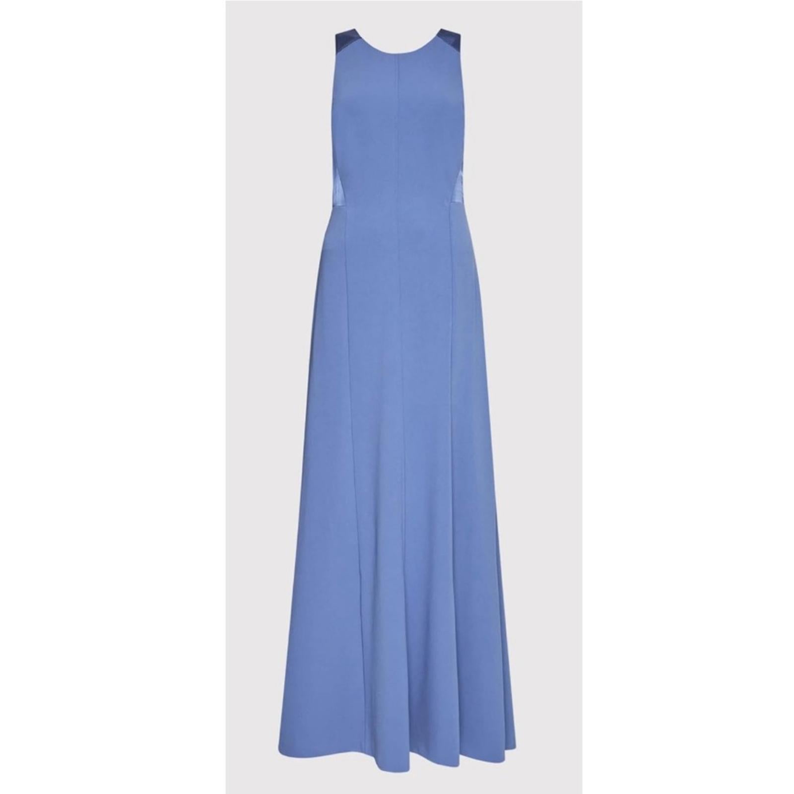 New DKNY Cross-Back Scuba Crepe Jewel Neck Evening Gown, Size 8 New w/Tag