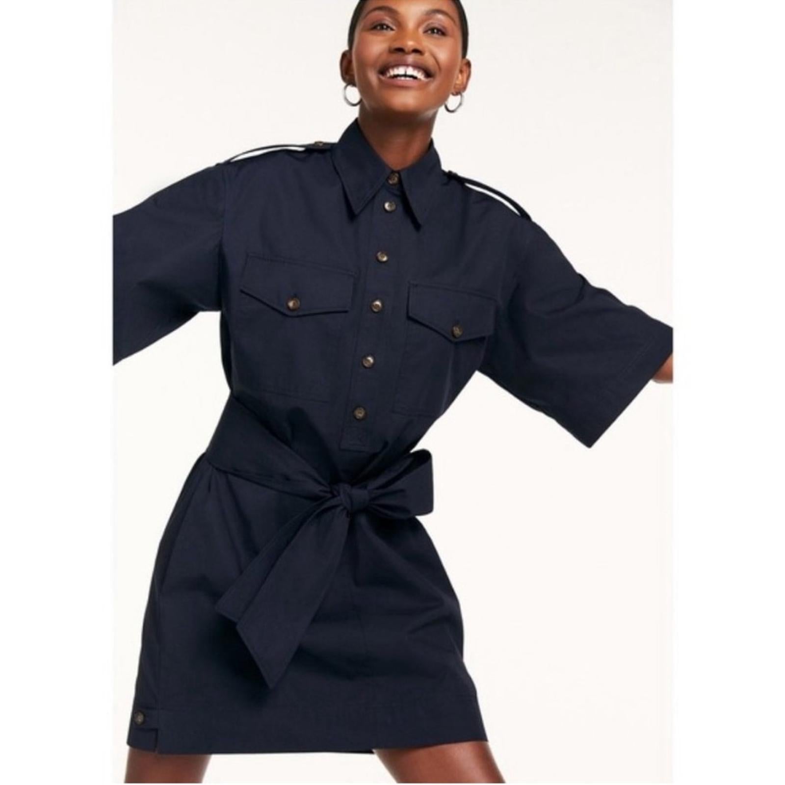 NEW G. Label by GOOP Roxanne Utility Boxy Shirtdress, Navy Size 8 NEW w/o Tag