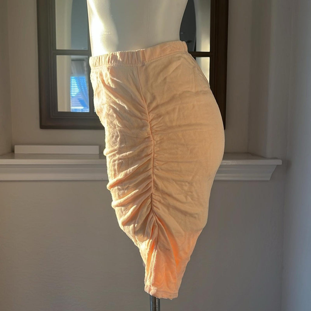 Sundry Anthropologie Peach Mini Skirt w/Side Ruching, Size 2(Medium) Retail $106