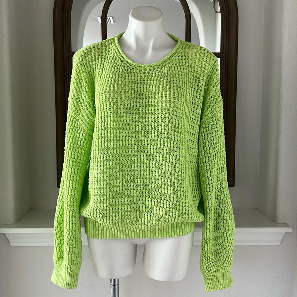New A.L.C Loose Knit Sweater in Lime Green, Size XL New w/Tag Retail $350