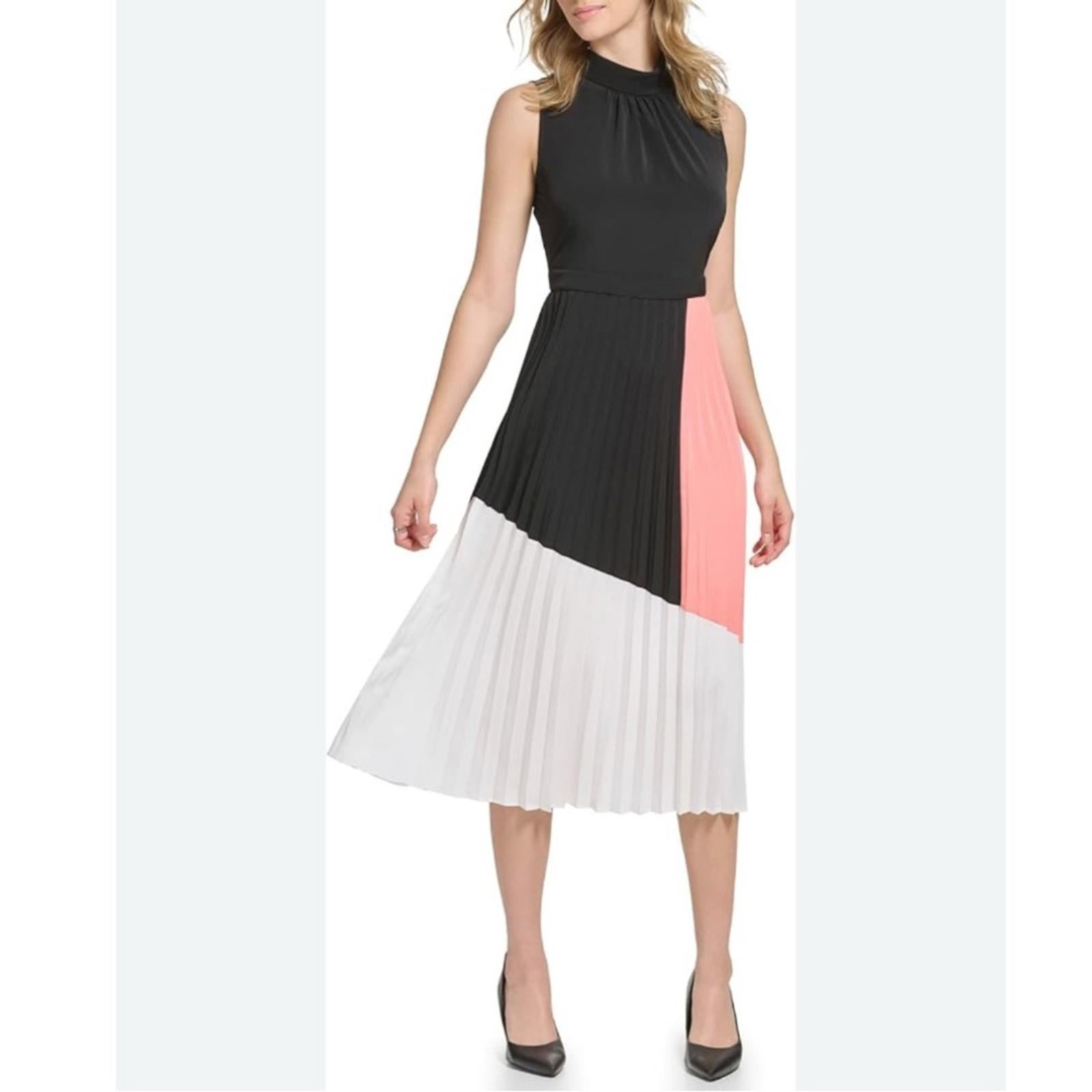 Karl Lagerfeld Pleated Printed Midi Dress, NEW, Size 4