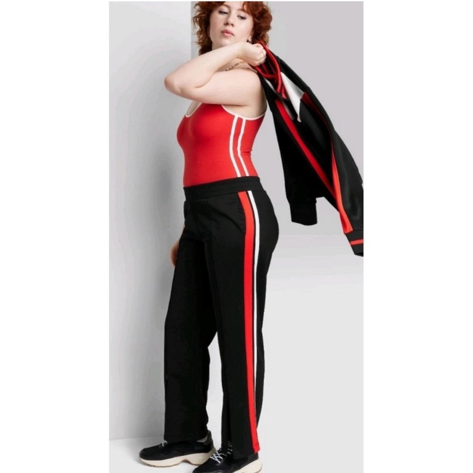 Wild Fable Black High-Rise Track Pants w/Zippered Slits, Size 3X New w/Tag
