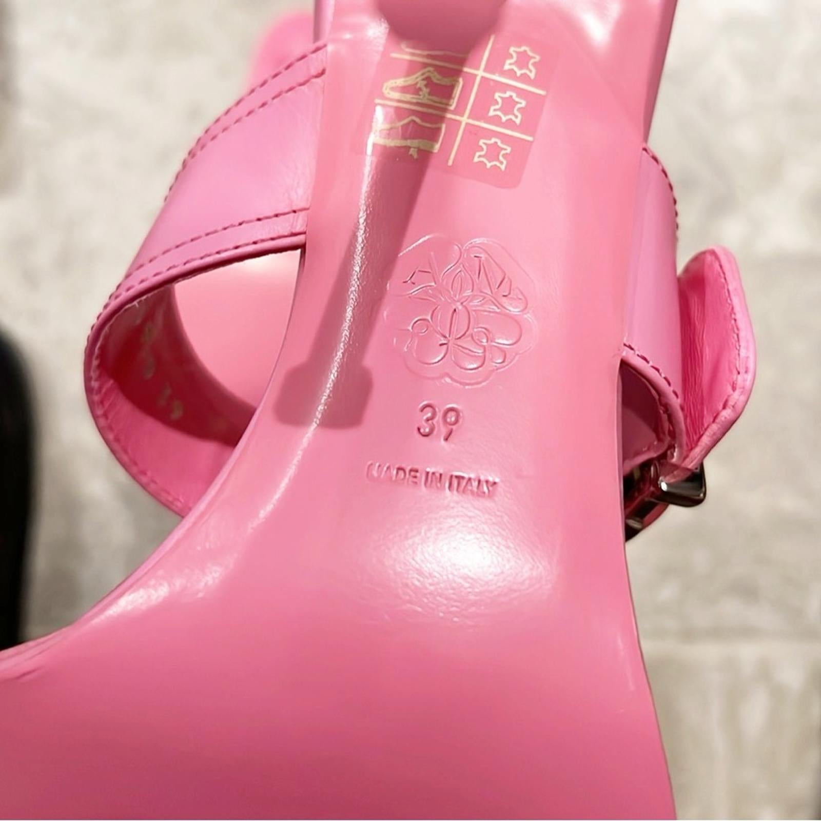Alexander McQueen Double Buckle Punk Mule in Pink, Size 39 New w/DustBag $1050