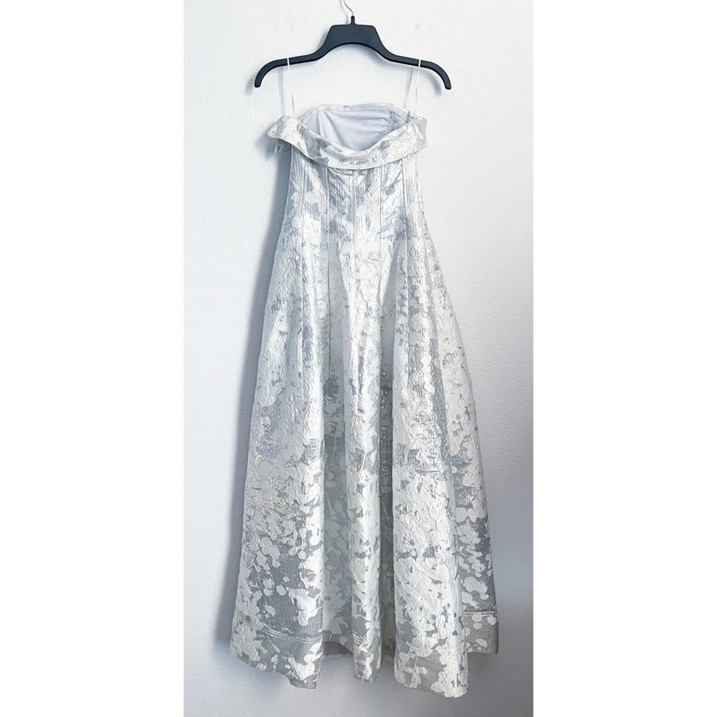 Simkhai Octavia Strapless Metallic Brocade Gown, NWT, Size 0 (Fits Size 2)