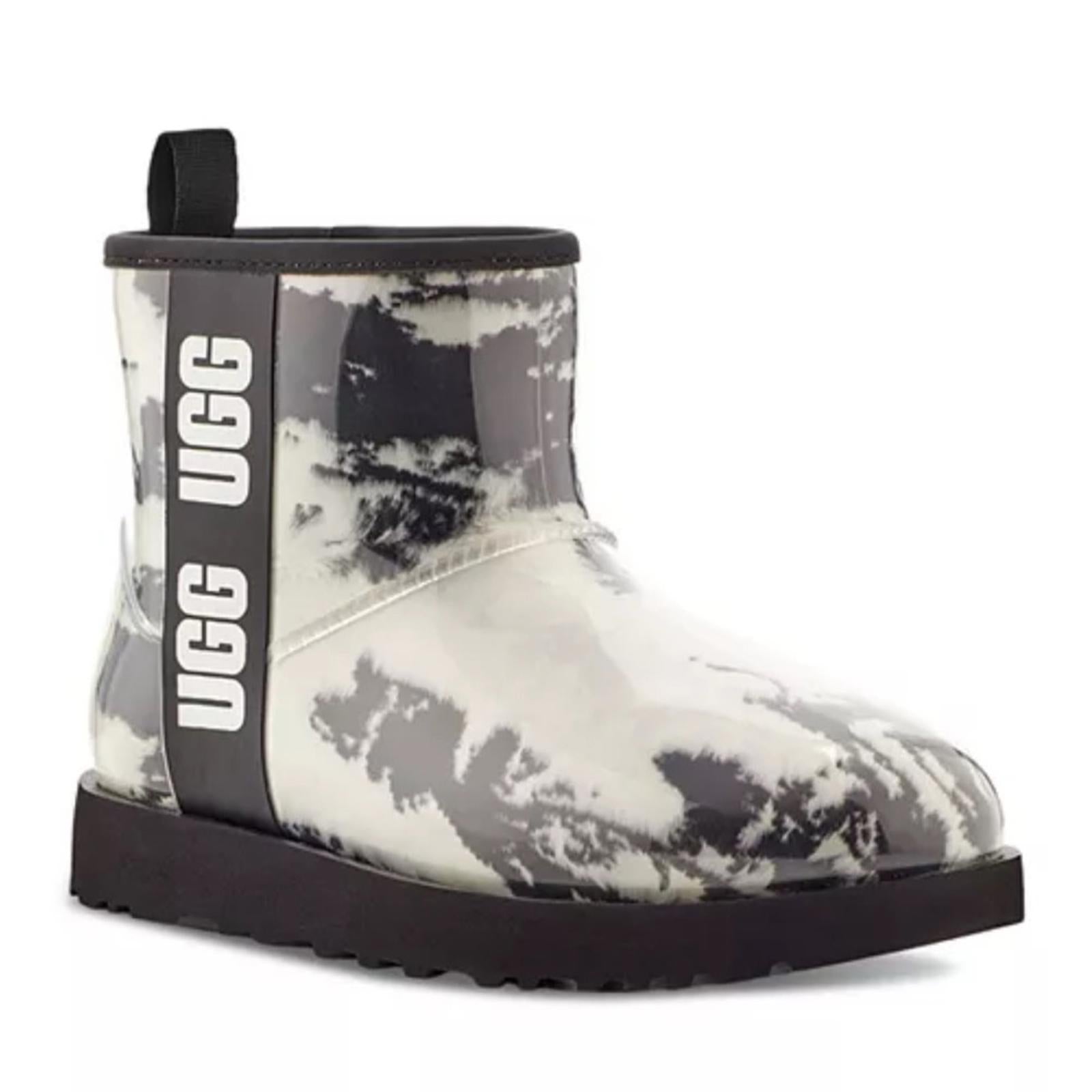 UGG Women's Classic Clear Marble Booties in White/Black, NWT, Size 7