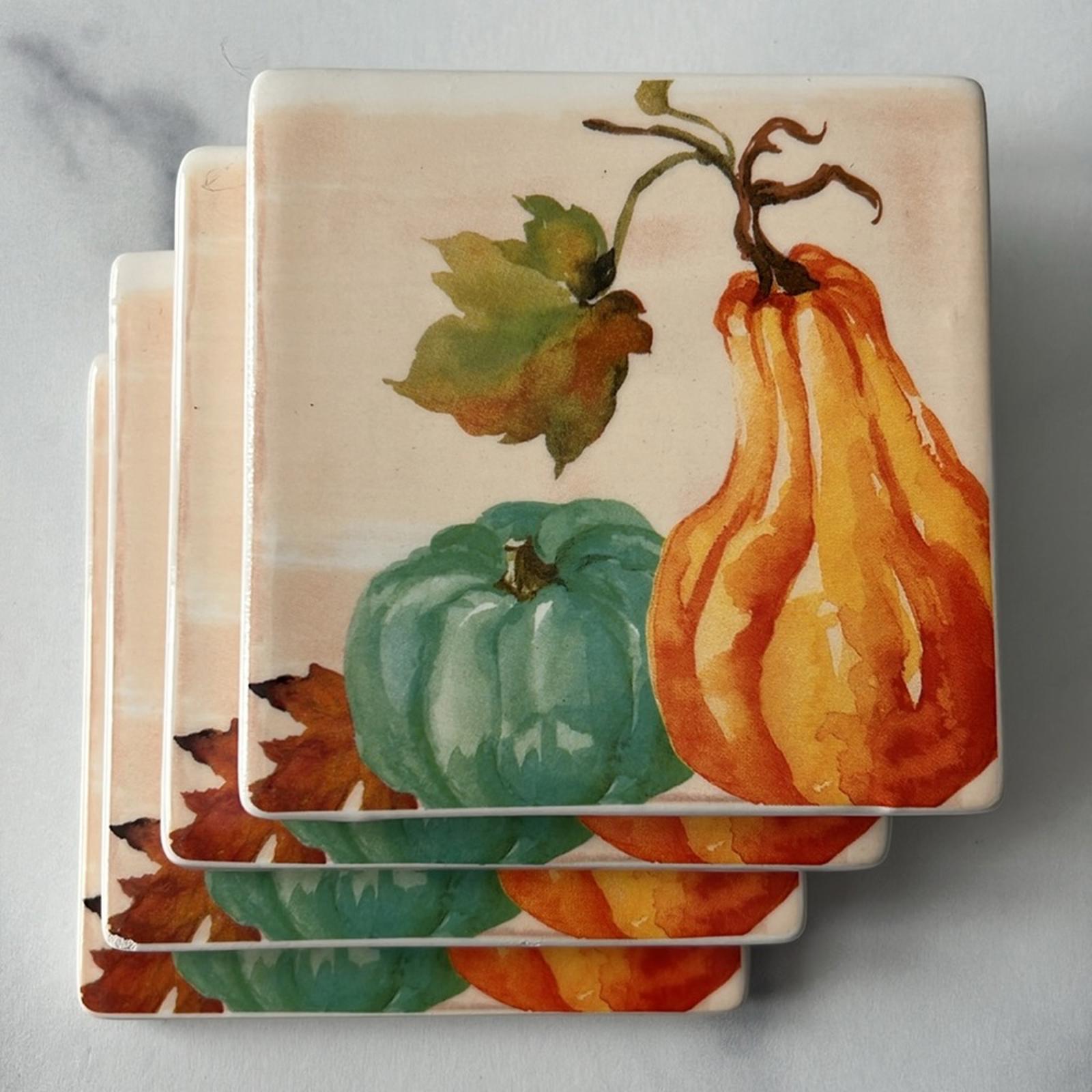 Thanksgiving Party Coaster Set of 4, New w/Tag