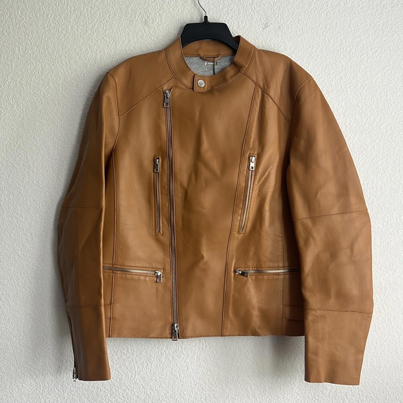 Michael Kors Men’s Nappa Leather Moto Jacket in Peanut/Tan, NWT, Size M $898