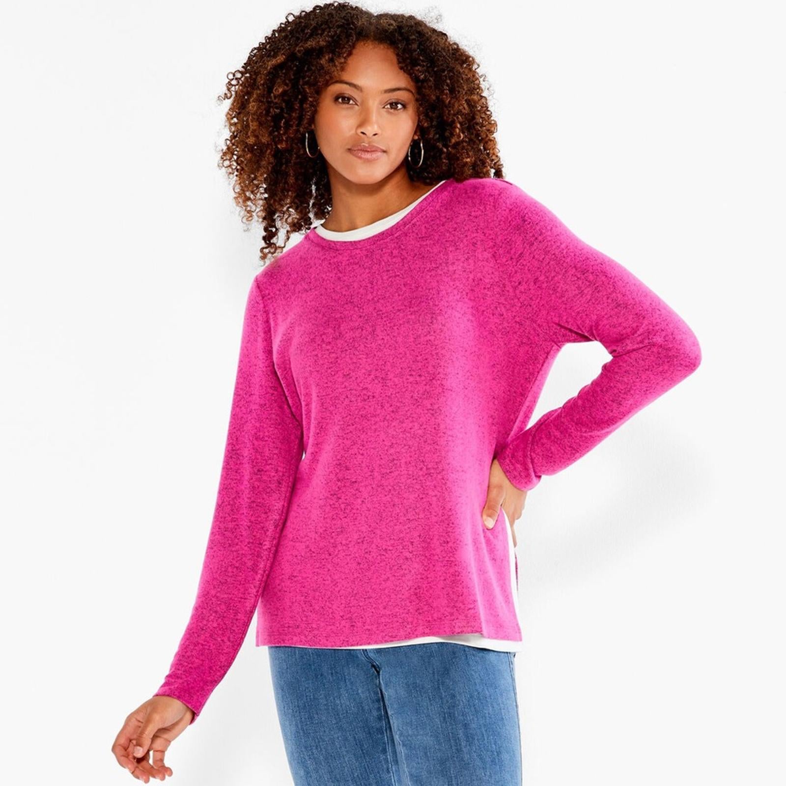 NZT NIC+ZOE Sweet Dreams Long Sleeve Double Layered Top, Size XL New w/Tag
