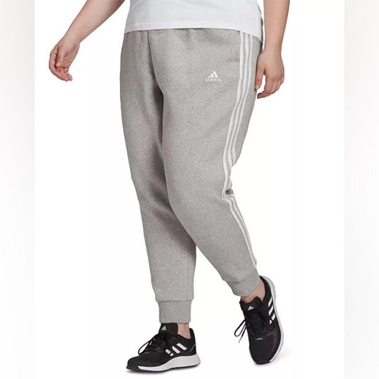 Adidas Essentials Three-Stripes Fleece Joggers, Grey Plus Size 3X New w/Tag
