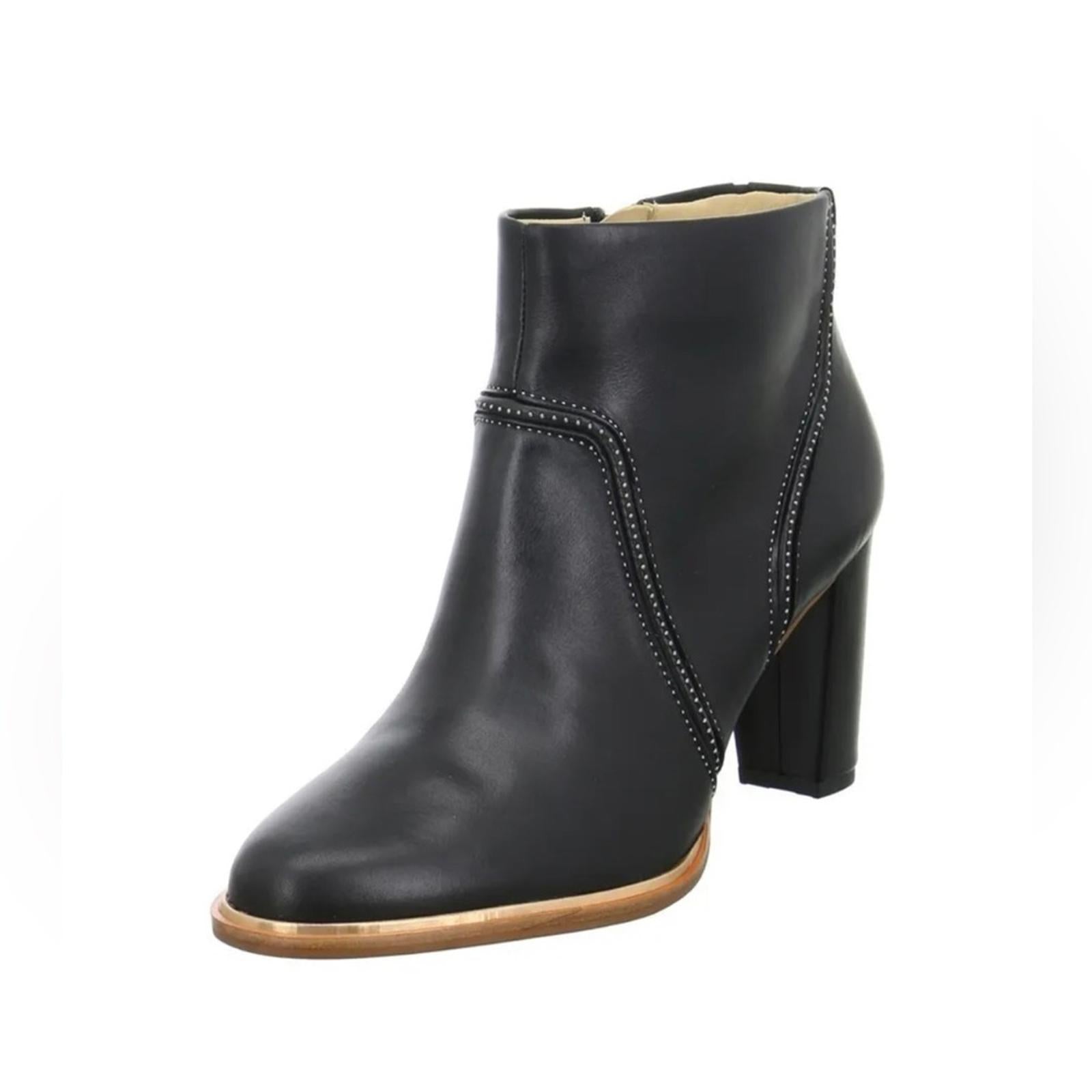 NEW Clarks Ellis Betty Black Leather Heel Boots, Women’s Size UK 8D US 10.5M